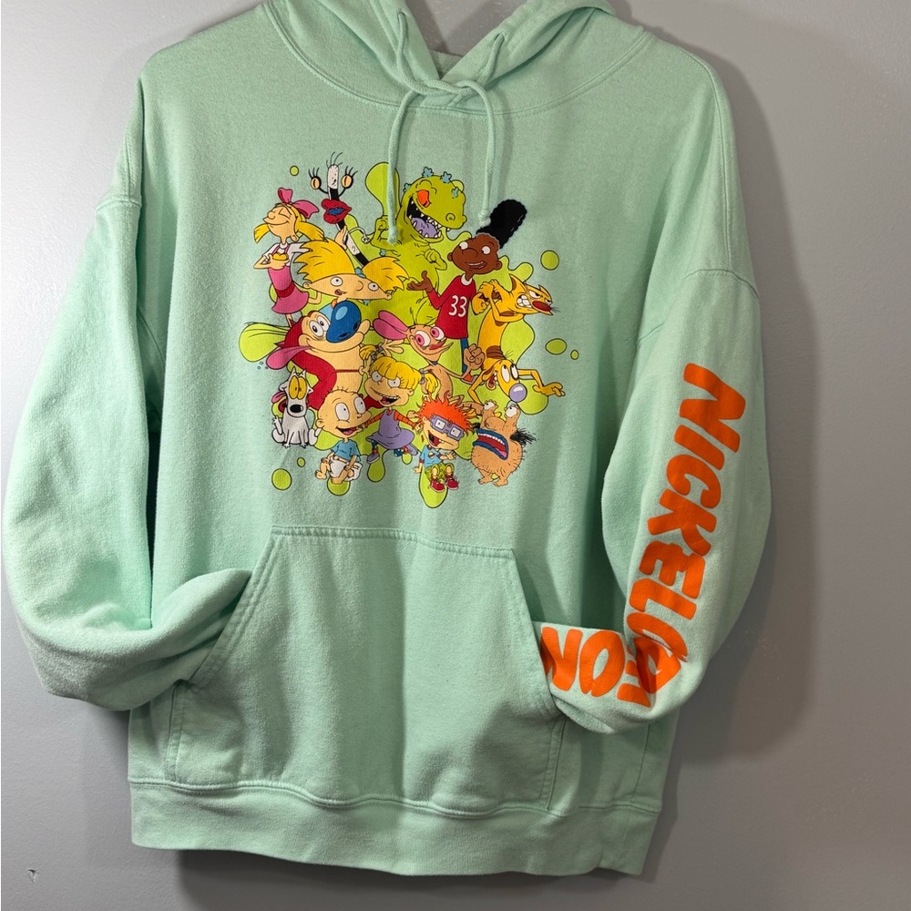 Nickelodeon Vintage Unisex Mint Green Hoodie Size XL - Picture 2 of 4